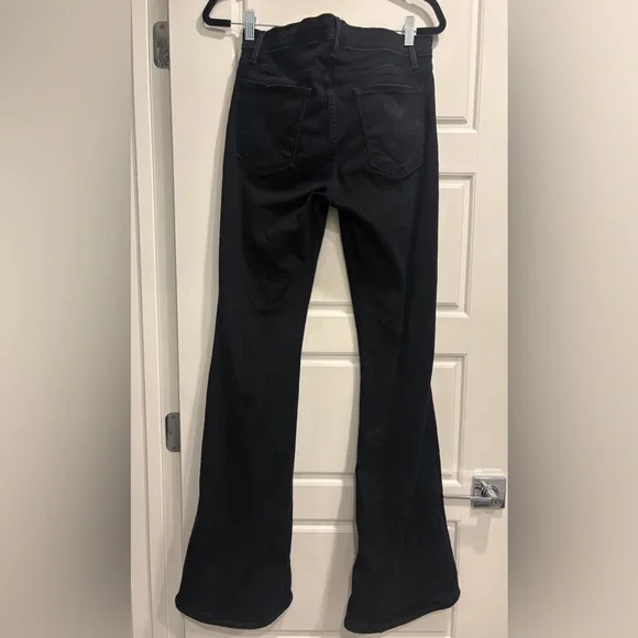 FRAME Denim Le High Flare Black Wash Jeans Womens 30 Lightly Distressed Grunge - Picture 2 of 13